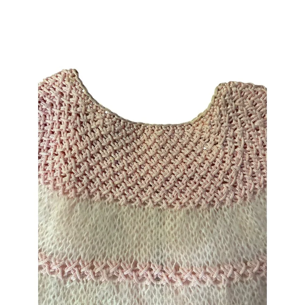 Vintage Cyn Les Mohair Wool Sweater Womens M Used Pink Short Sleeve Lined - Picture 11 of 13